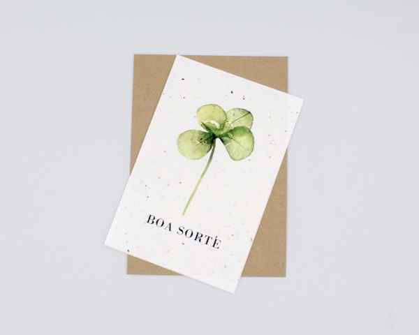 Postal com sementes - boa sorte