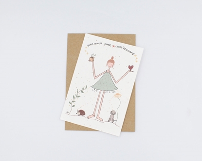 Postal para plantar - Semeia amor colhe felicidade