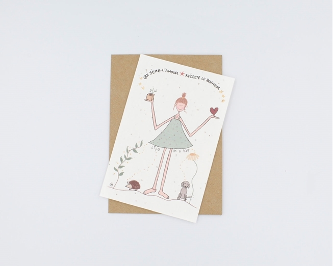 Carte postale à planter - Qui seme l'amour récolte le bonheur