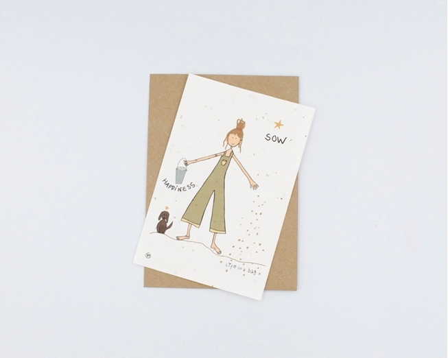 Plantable postcard - sow happiness