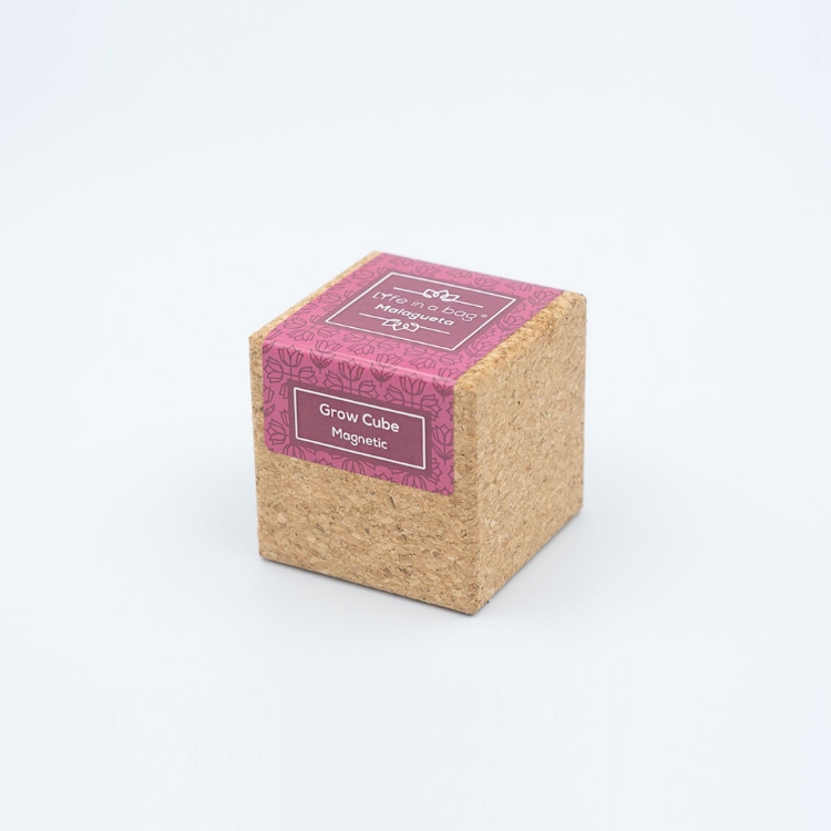 Cork cube with magnet to grow chilippeper