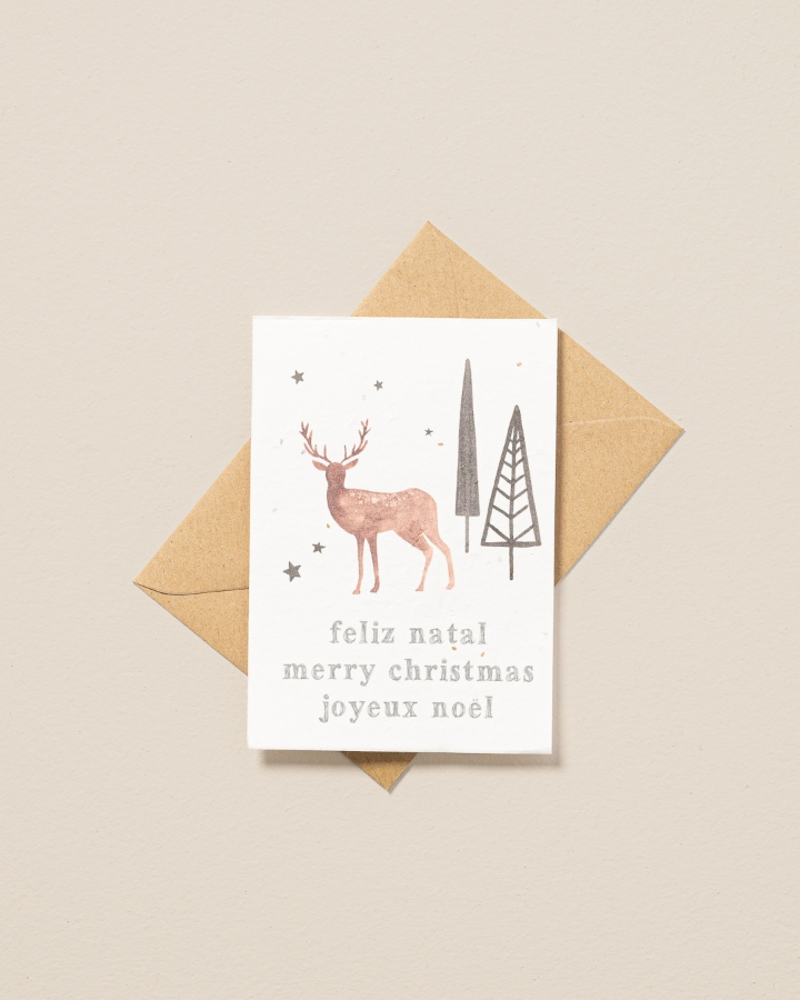 Image de Carte de Noël en liège à assembler et à planter - Renne