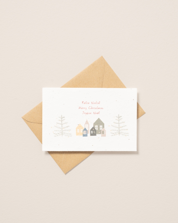 Image de Carte postale plantable Joyeux Noël - Village