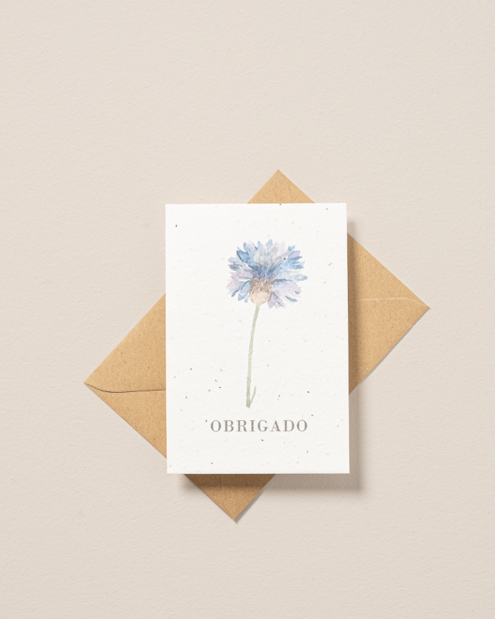 Image de Carte postale plantable Merci bleu