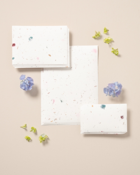 Image de Ensemble de 10 feuilles en papier avec des pétales de fleurs.
